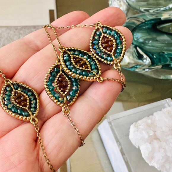 Boho Crystal Beaded Necklace – Long Statement Chain - Picture 4 of 4